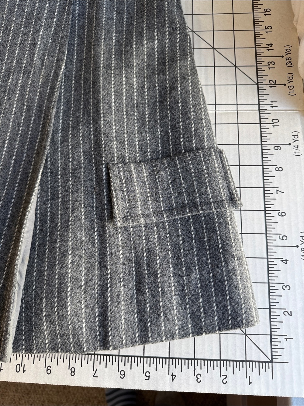 Gray Wool Pinstripe Jumper Tunic Pinafore Thistle Buttons Lined A-Line XS S - Picture 2 of 16